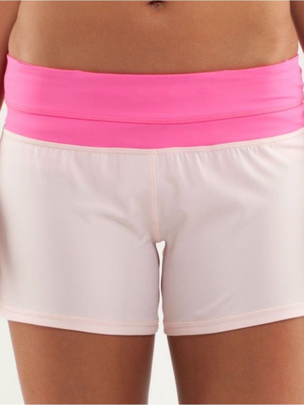 lululemon Light Pink Athletic Shorts with Bright Pink Waistband